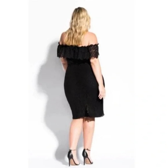CITY Chic Ivory Lace Flourish off the shoulder Cocktail Dress plus size XL‎ 22 - Picture 2 of 6